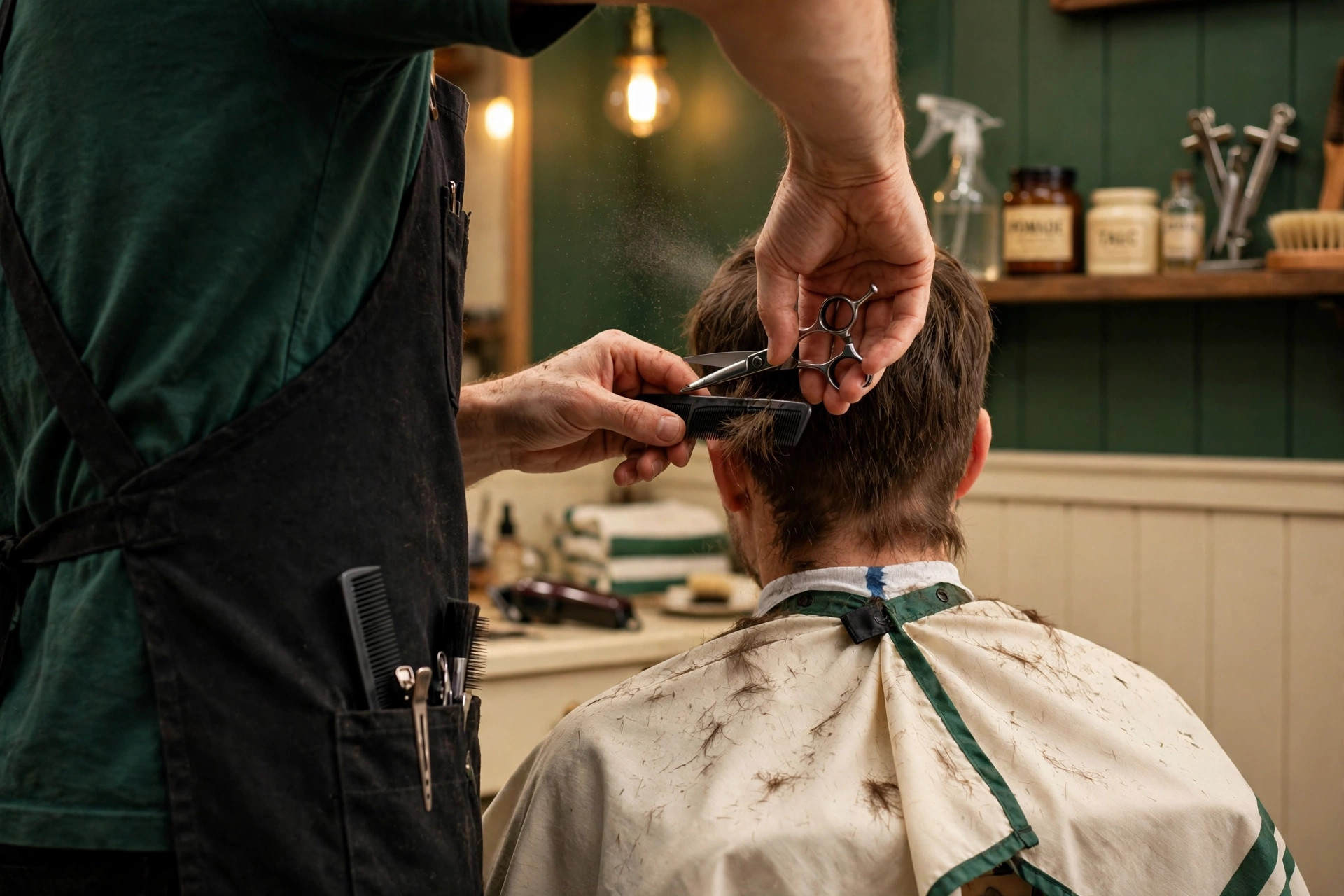 Barbero cortando el pelo